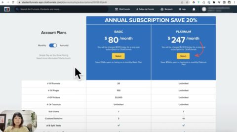 プラン変更　2-7-7 クリックファネルの料金プランの変更方法