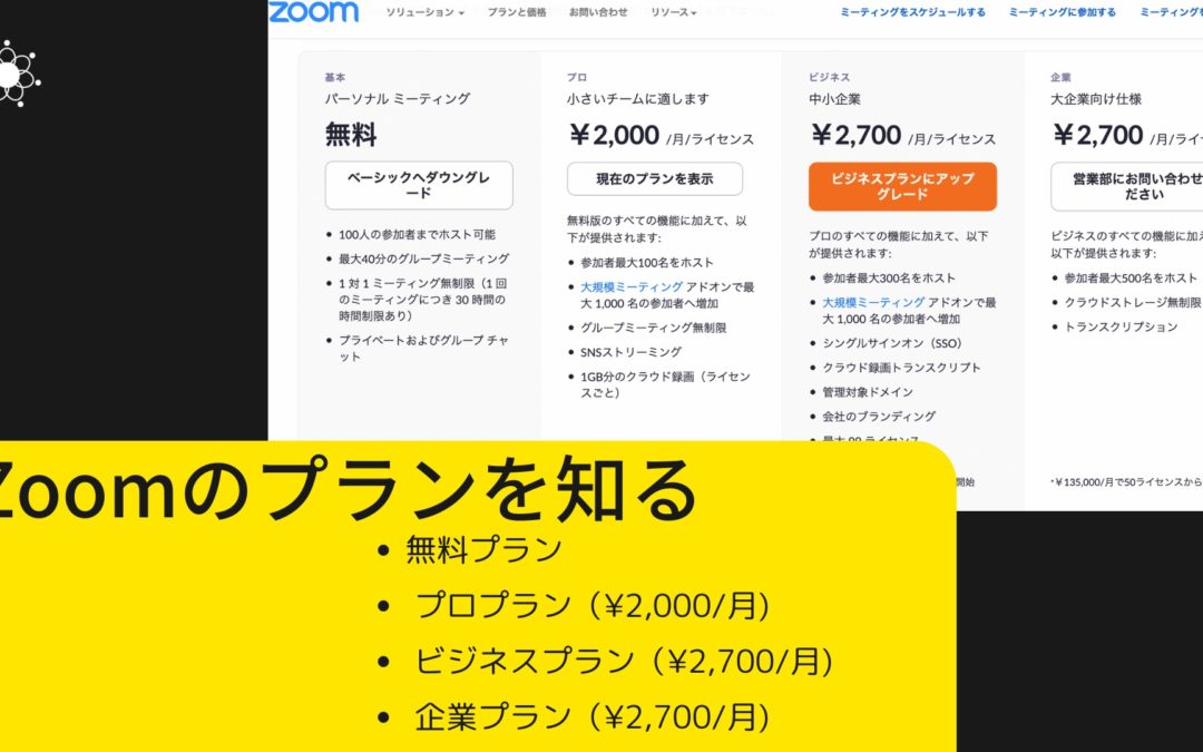 2-2 Zoomプラン徹底解説！無料から有料まで選べるプランの特徴と違い